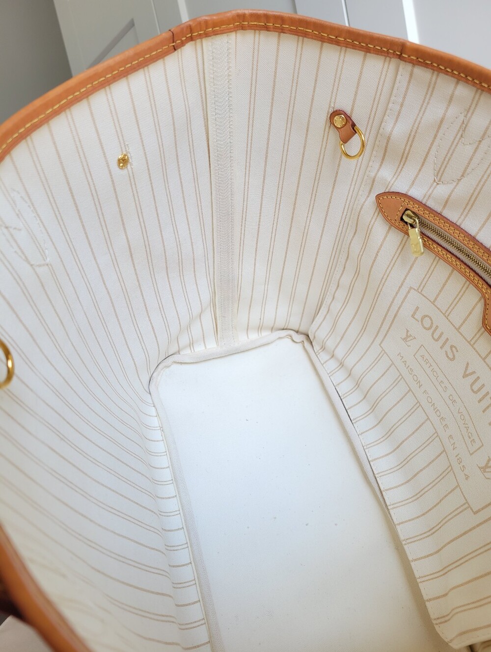 💕BEAUTIFUL Louis Vuitton Tote Bag Neverfull MM Damier AZUR - Microchipped - Picture 12 of 17